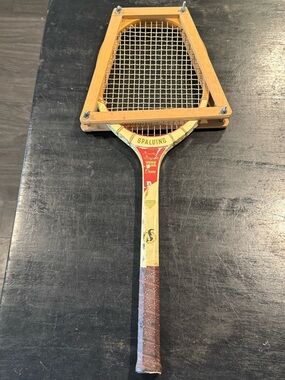 Vintage Spalding Pancho Gonzales Wood Tennis Racket Pro Champ Racquet With Press
